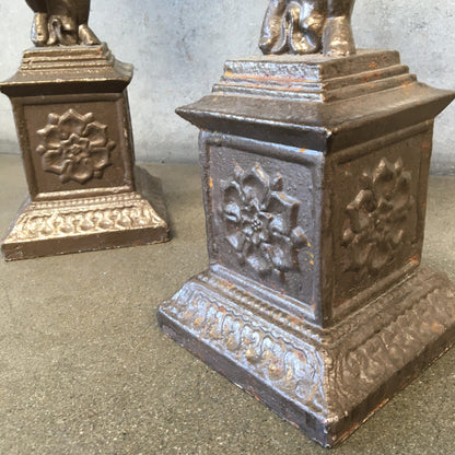 Pair of Vintage Iron Cherub Flower Stands