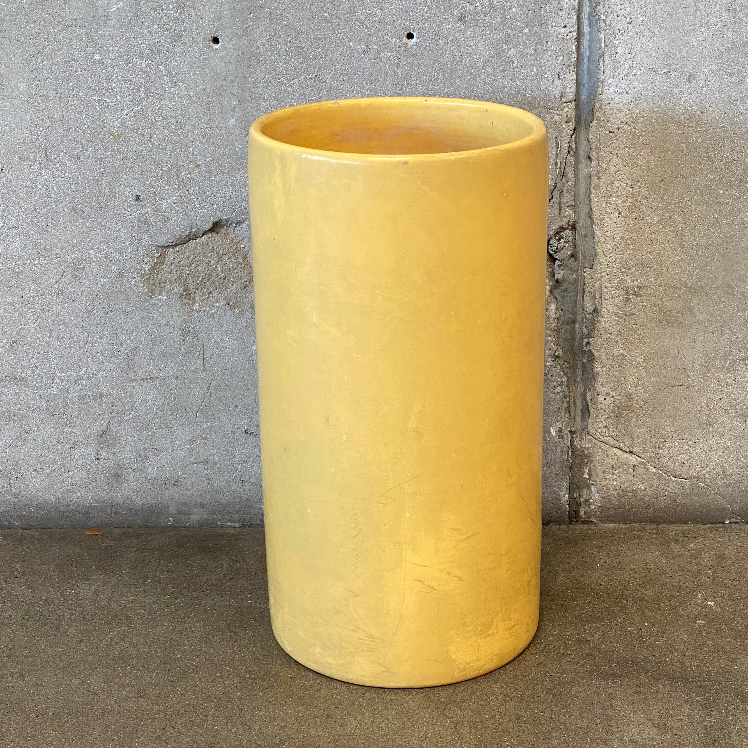 tall cylinder planter plastic Tall Yellow Cylinder Planter/Umbrella Stand