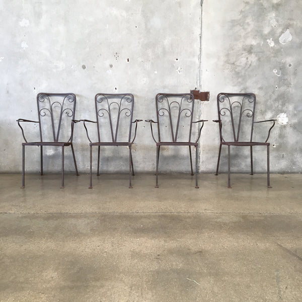 Set of Four Wrought Iron Patio Chairs
