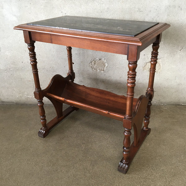 1920's Mahogany Book Table with Black Marble Top