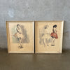 Pair 1950's Ballerina Paintings