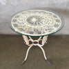 Mid Century Modern Iron Round Patio Side Table With Glass Top