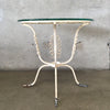 Mid Century Modern Iron Round Patio Side Table With Glass Top