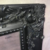 Ornate Gothic Black Wood Mirror