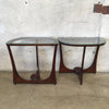 Pair of Mid Century Glass Top Side Tables