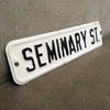 Vintage Porcelain Seminary Street Sign