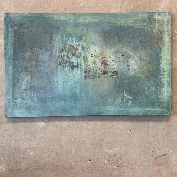 Modernist 1970s Abstract Turquoise Original Painting