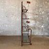 Rustic Vintage Mexican Wrought Iron & Four Glass Shelf Display