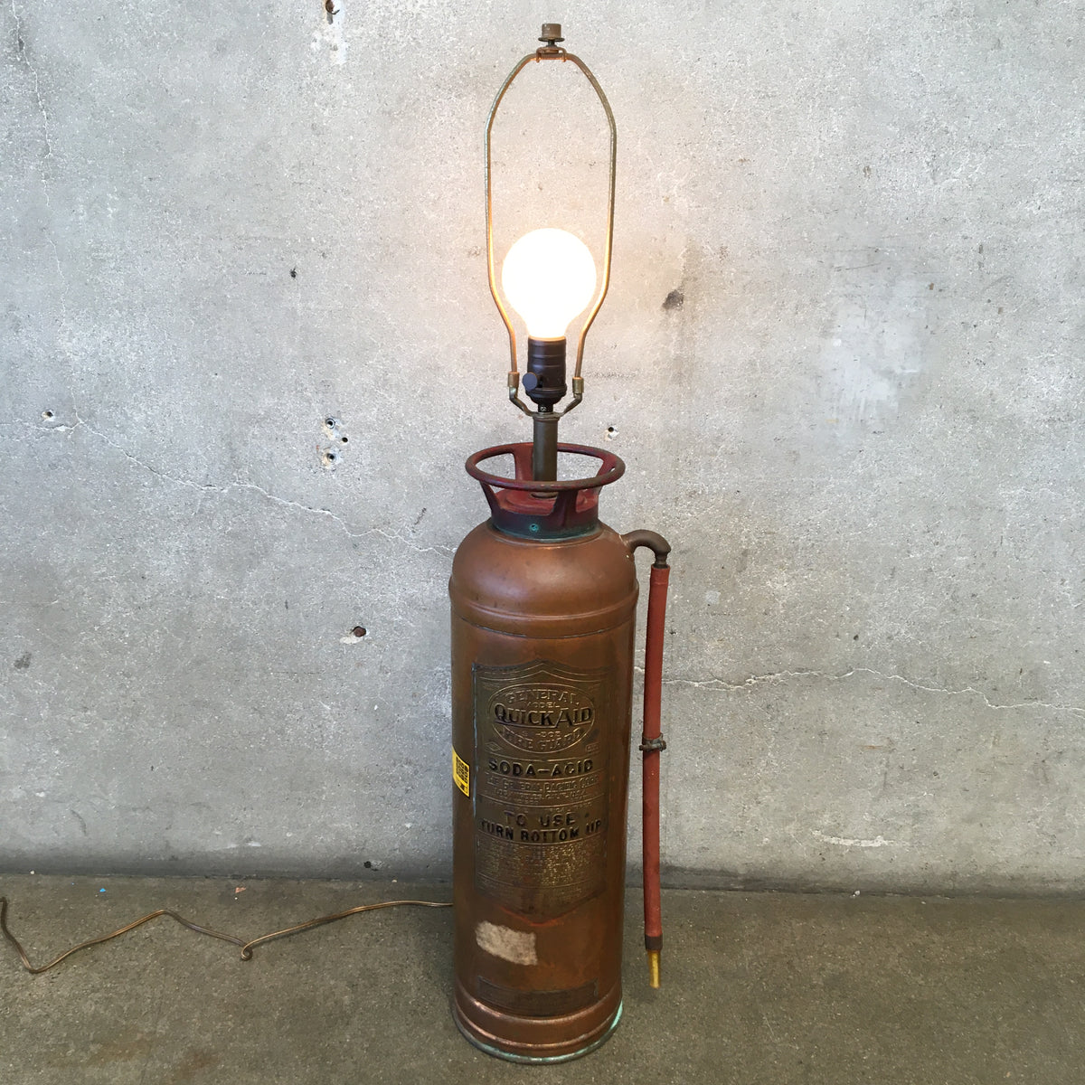 Vintage Fire Extinguisher Lamp " Quick Aid"