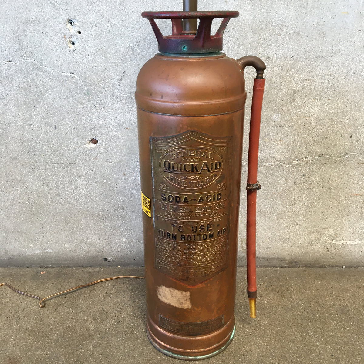 Vintage Fire Extinguisher Lamp " Quick Aid"