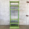 Six Tier Faux Bamboo Shelving Unit with Glass Covered Caned Shelves