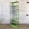 Six Tier Faux Bamboo Shelving Unit with Glass Covered Caned Shelves