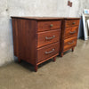 Mid Century Modern Pair Of Three Drawer Walnut Night Stands