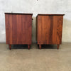 Mid Century Modern Pair Of Three Drawer Walnut Night Stands