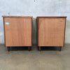 Mid Century Modern Pair Of Three Drawer Walnut Night Stands