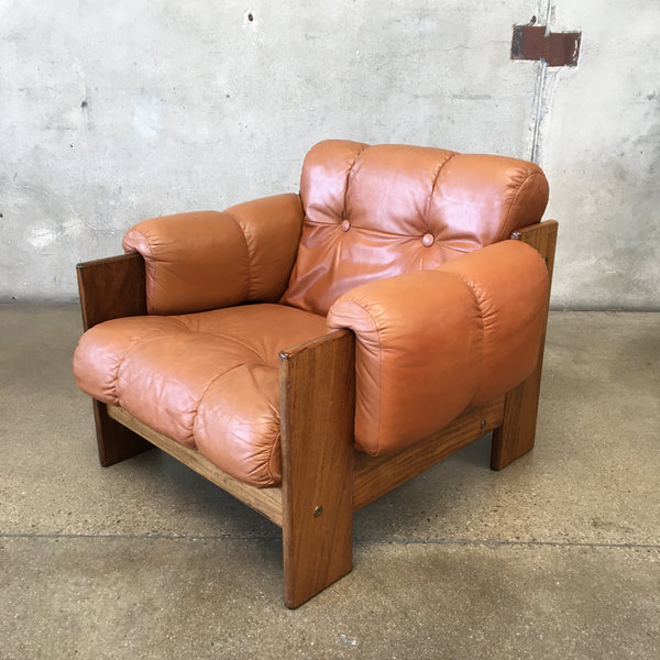 1970s Kalustekiila Finnish Leather & Rosewood Armchair