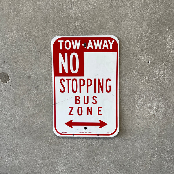 "No Stopping Bus Zone" Porcelain Sign