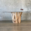 Natural Root Base Table with Glass Top