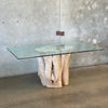 Natural Root Base Table with Glass Top