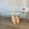 Natural Root Base Table with Glass Top