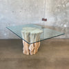 Natural Root Base Table with Glass Top