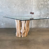 Natural Root Base Table with Glass Top