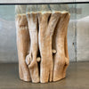 Natural Root Base Table with Glass Top