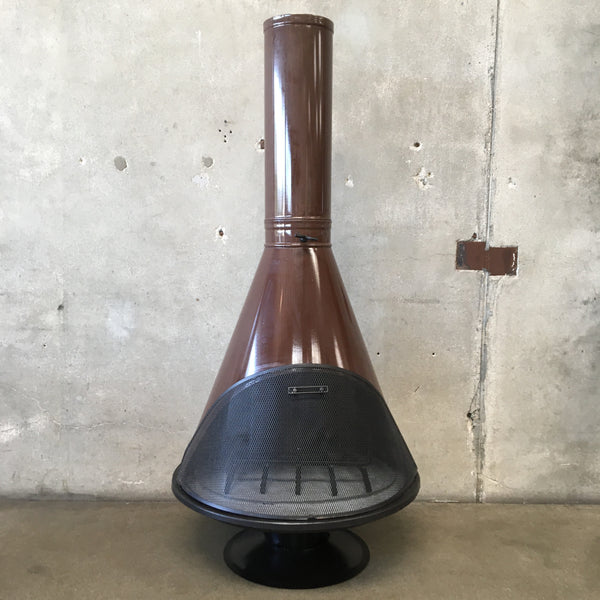 Mid Century Modern Refurbished Brown Wood Fireplace