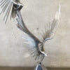 Signed Curtis Jere "Birds At Flight" Chrome Metal Sculpture With Original Base