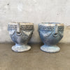 Pair Vintage Greek Grape Concrete Planters