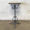 Single Tile Table Wrought Iron D&M Tile 1930s - Fleur de Lis