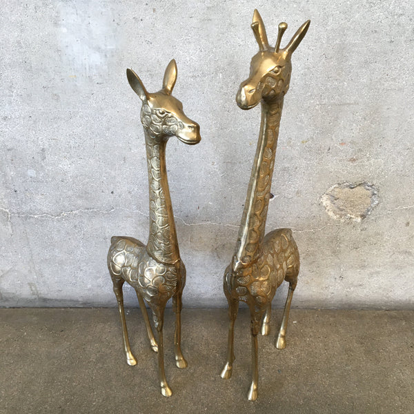 Pair of Brass Giraffe Sculptures