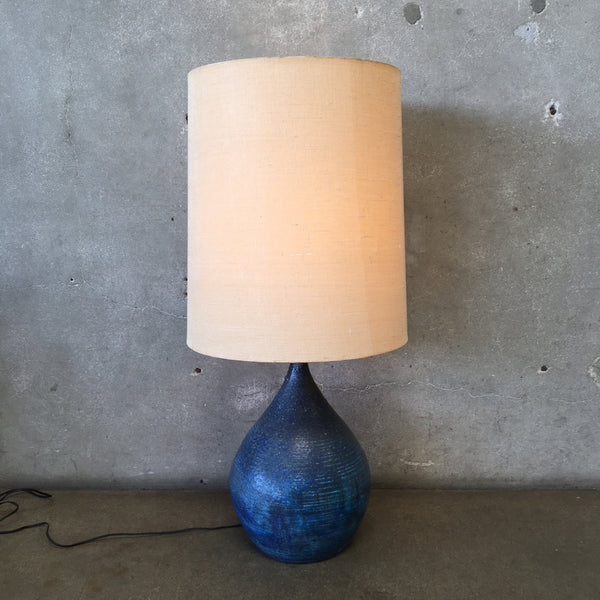 Mid Century Modern Large Ceramic Lamp with Original Shade