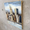 Mid Century Modern Painting Cityscape Oil on Canvas by "Peter"