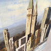 Mid Century Modern Painting Cityscape Oil on Canvas by "Peter"