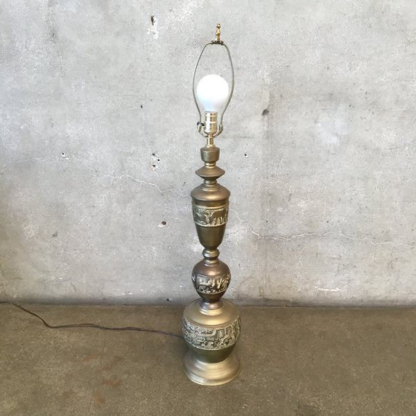 Tall Brass Lamp with Animal Shapes