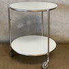 Vintage Ikea STRIND White Glass & Metal Rolling Side Table