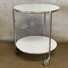 Vintage Ikea STRIND White Glass & Metal Rolling Side Table