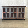 Recycled Wood Cabinet With Three Double Doors & Wire Mesh