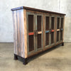 Recycled Wood Cabinet With Three Double Doors & Wire Mesh