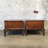 Pair of 1970s Henredon Dark Oak Carved End Tables / Nightstands