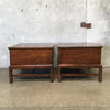 Pair of 1970s Henredon Dark Oak Carved End Tables / Nightstands