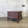 Pair of 1970s Henredon Dark Oak Carved End Tables / Nightstands