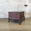 Pair of 1970s Henredon Dark Oak Carved End Tables / Nightstands