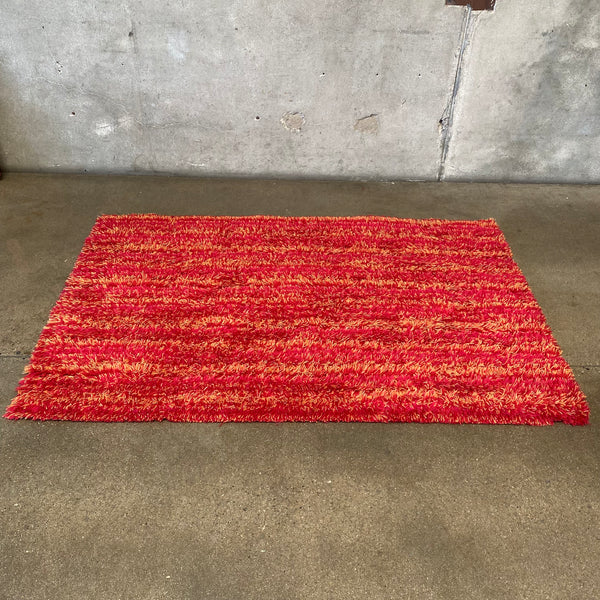 Vintage 1960s Mid Century Pink & Orange Shag Rug