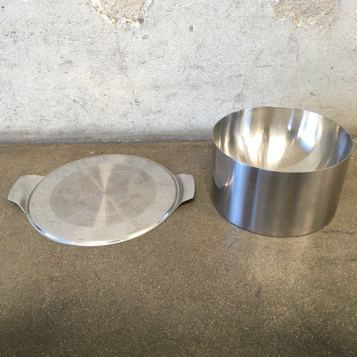 Mid Century Modern Steleton Stainless Arne Jacobs En Salad Bowl with Tray