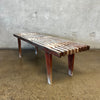 Mid Century Modern Slat Wood Bench