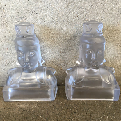 Pair of Mid Century Frosted Glass Bookends