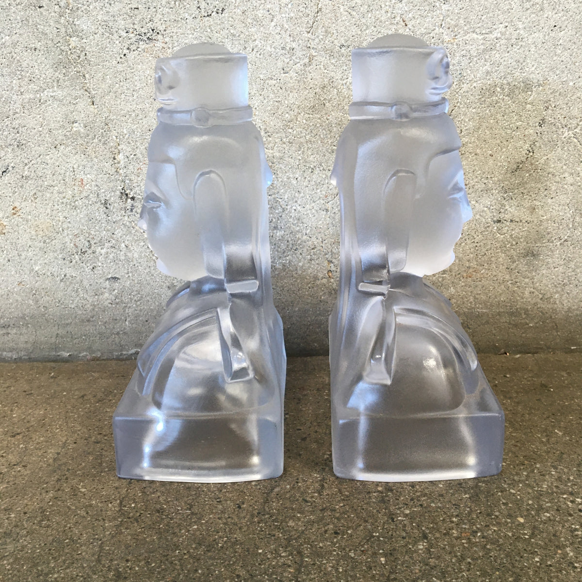 Pair of Mid Century Frosted Glass Bookends