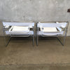 Mid Century Pair of Wassily Style Lounge Chairs In Leather & Chrome